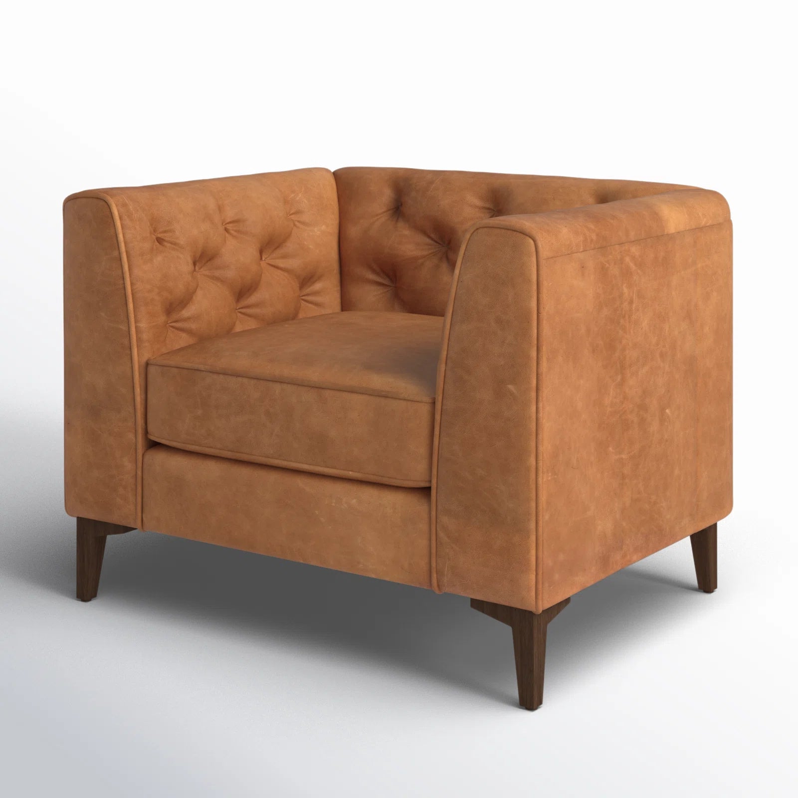 Fappy Leatherette 1 Seater Sofa In Cinnamon Brown Colour - Febonic Living