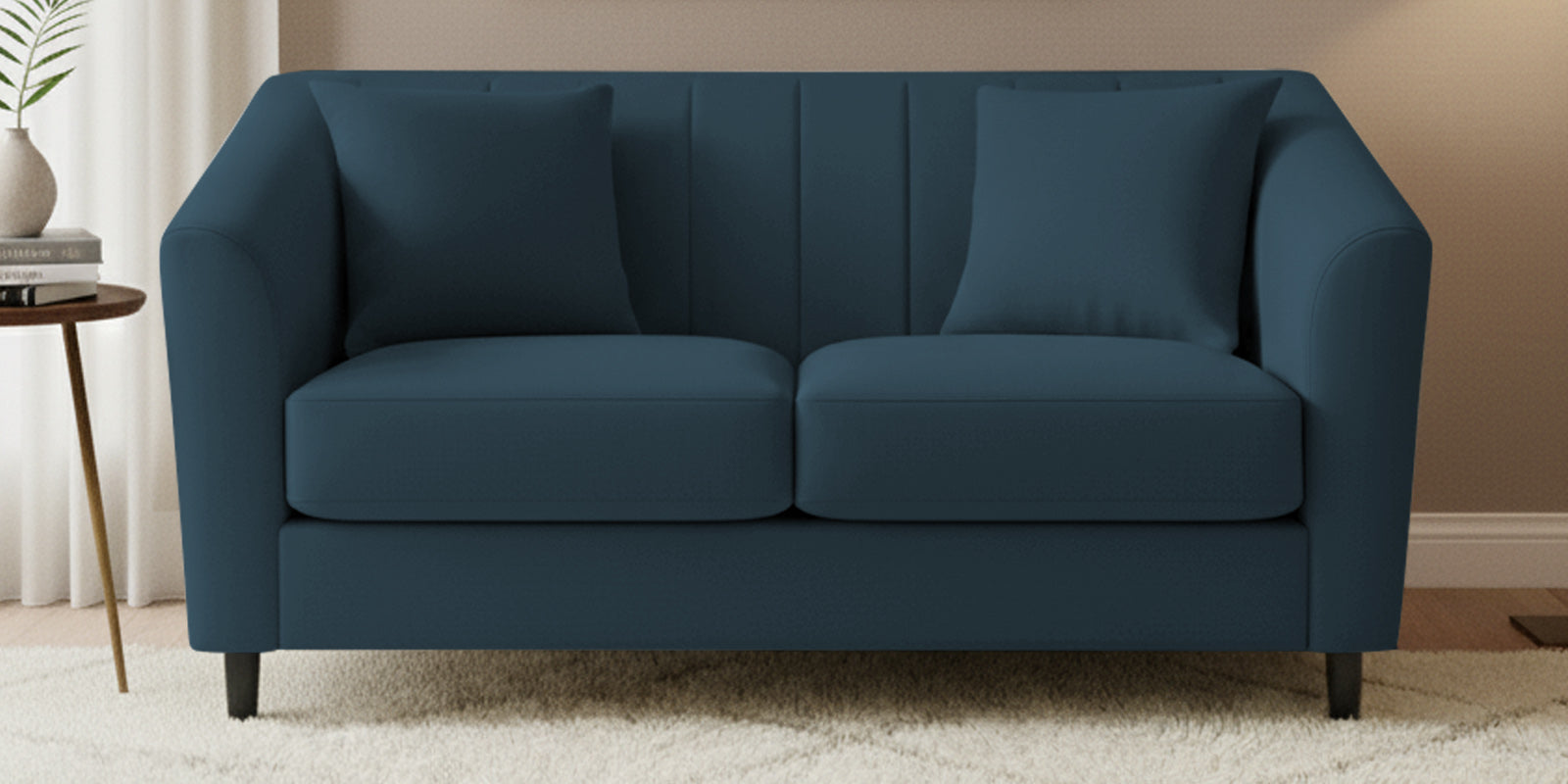 Polon Fabric 2 Seater Sofa In Cool Blue Colour