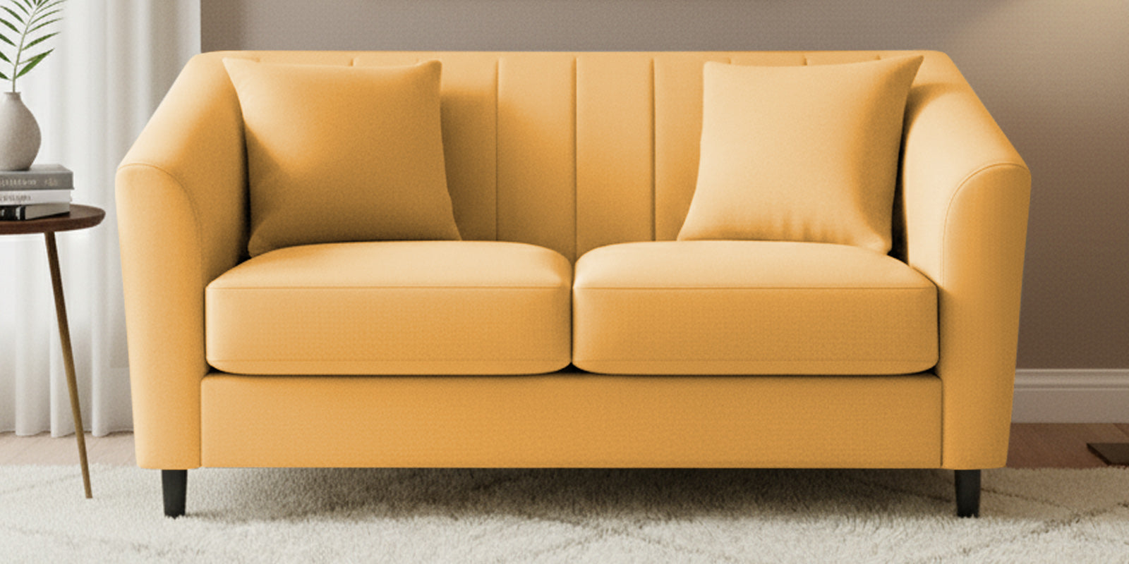 Polon Fabric 2 Seater Sofa In Corn Yellow Colour