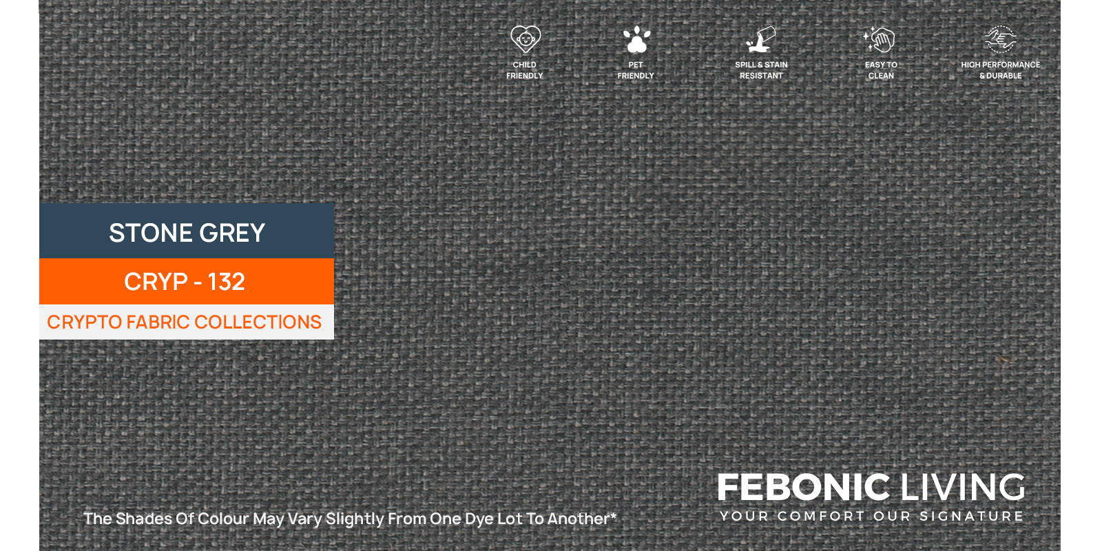 Polon Fabric 2 Seater Sofa In Stone Grey Colour