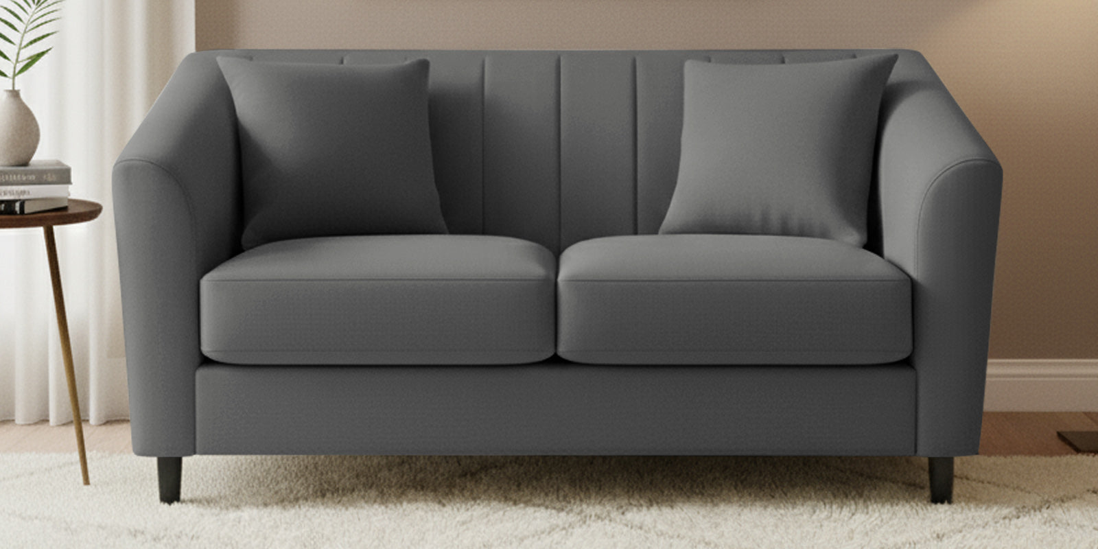 Polon Fabric 2 Seater Sofa In Stone Grey Colour