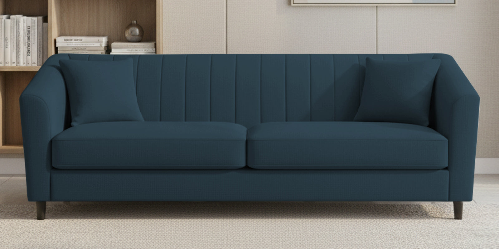 Polon Fabric 3 Seater Sofa In Cool Blue Colour