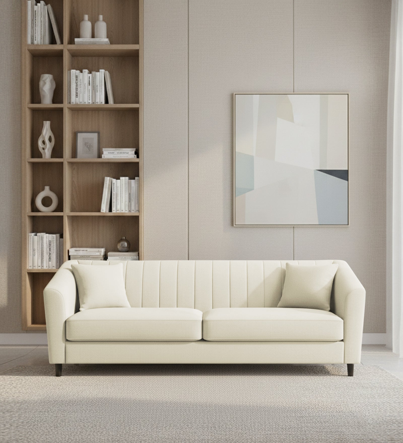 Polon Fabric 3 Seater Sofa In Maple Cream Colour