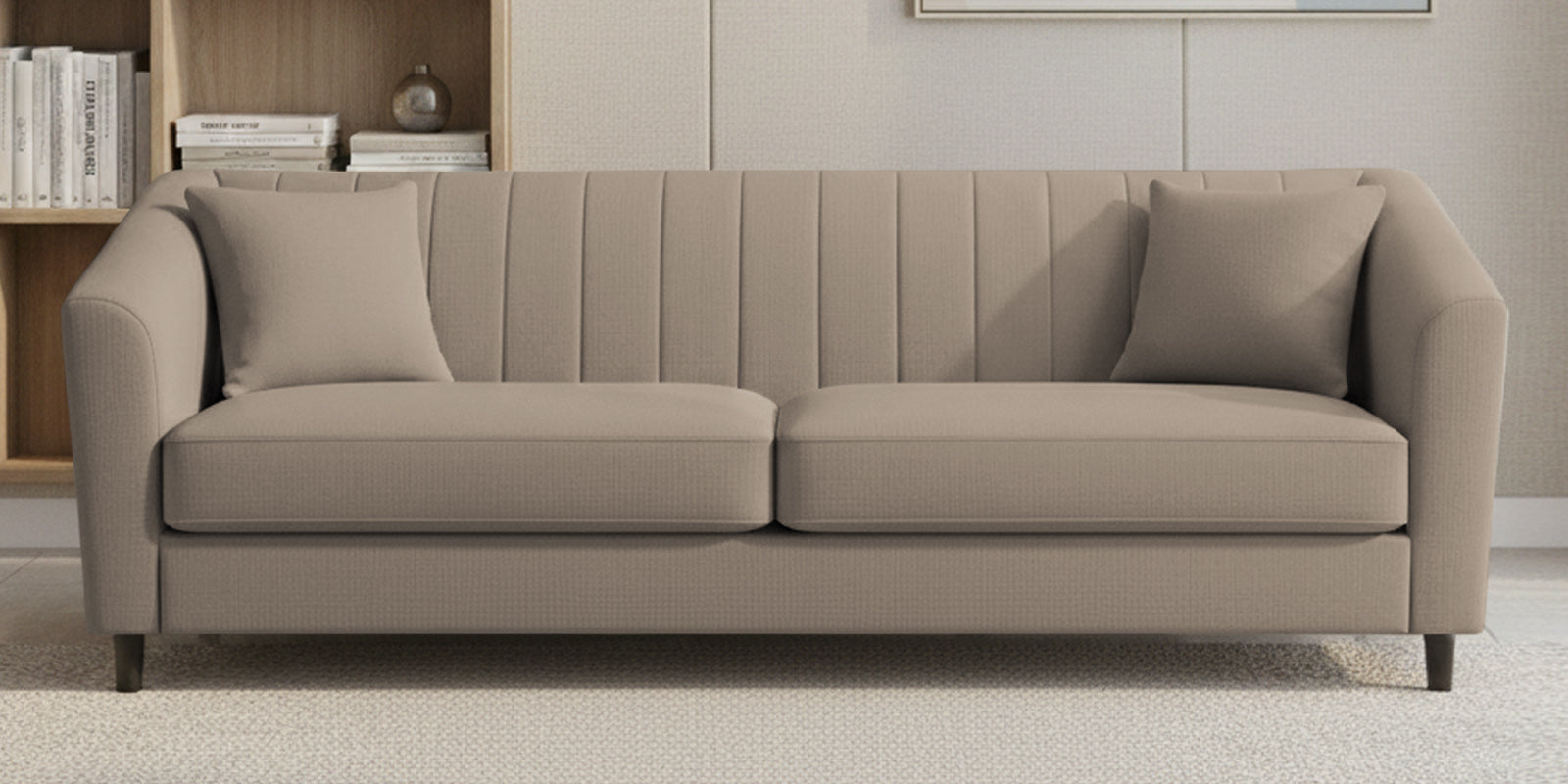 Polon Fabric 3 Seater Sofa In Hazel Beige Colour