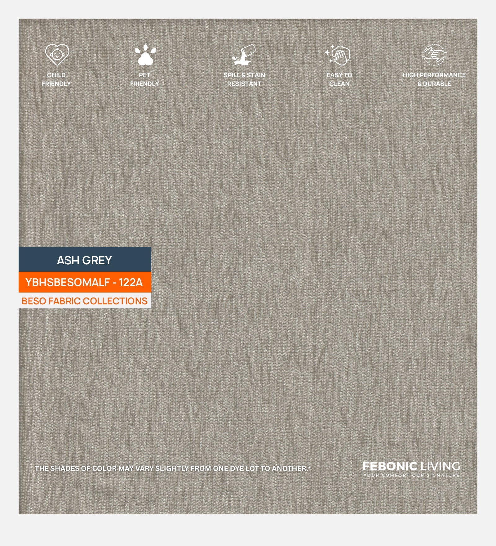 Polycotton Beso Fabric Ash Grey 122A Code