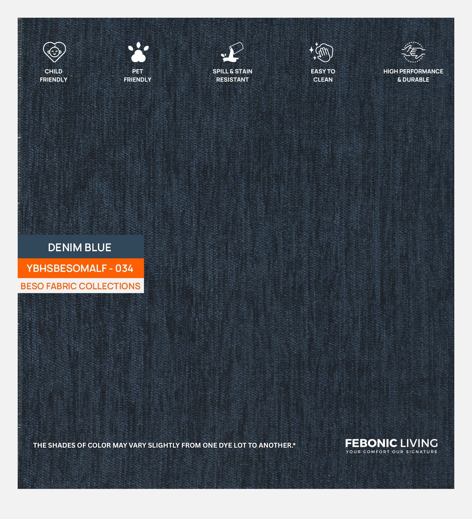 Polycotton Beso Fabric Denim Blue 034 Code