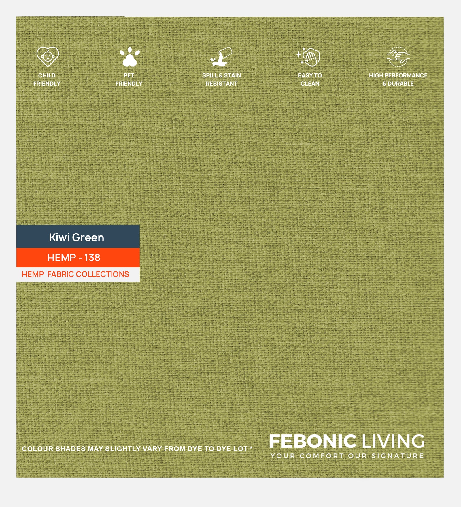 Polycotton Hemp Fabric Kiwi Green 138 Code