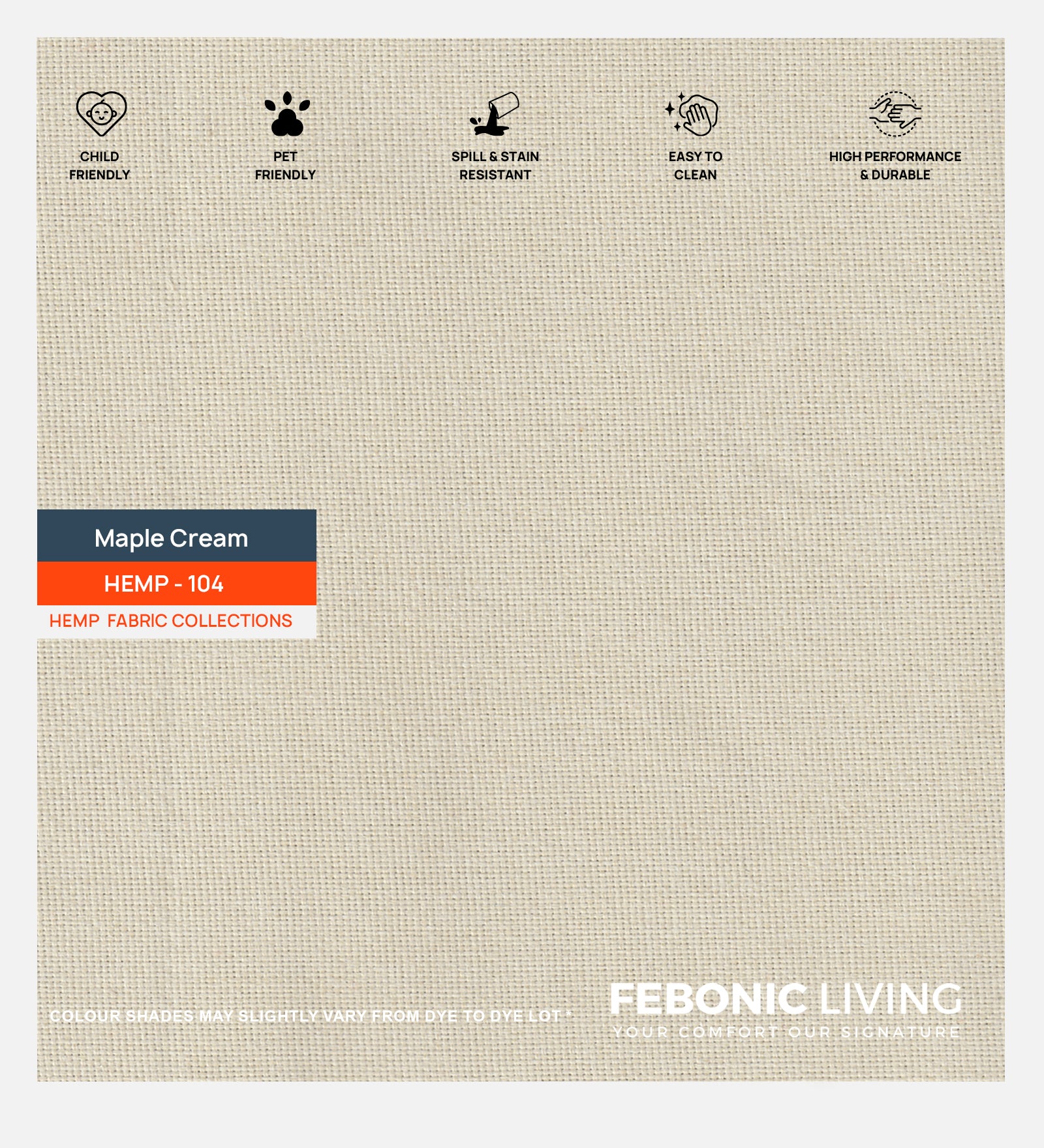 Polycotton Hemp Fabric Maple Cream 104 Code