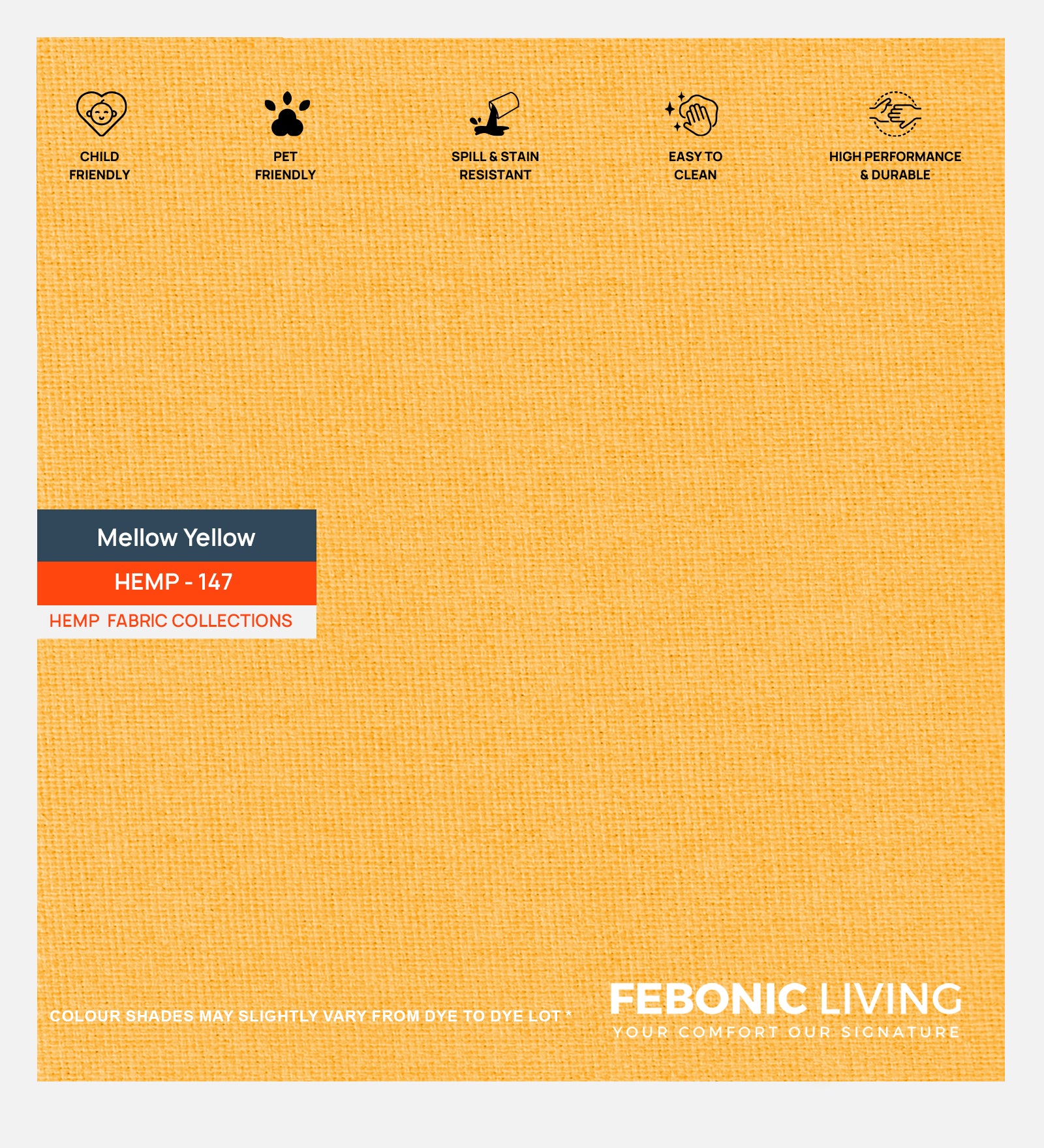 Polycotton Hemp Fabric Mellow Yellow 147 Code