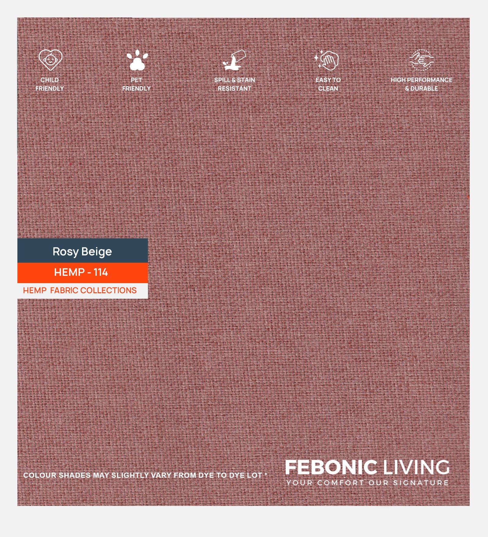 Polycotton Hemp Fabric Rosy Beige 114 Code