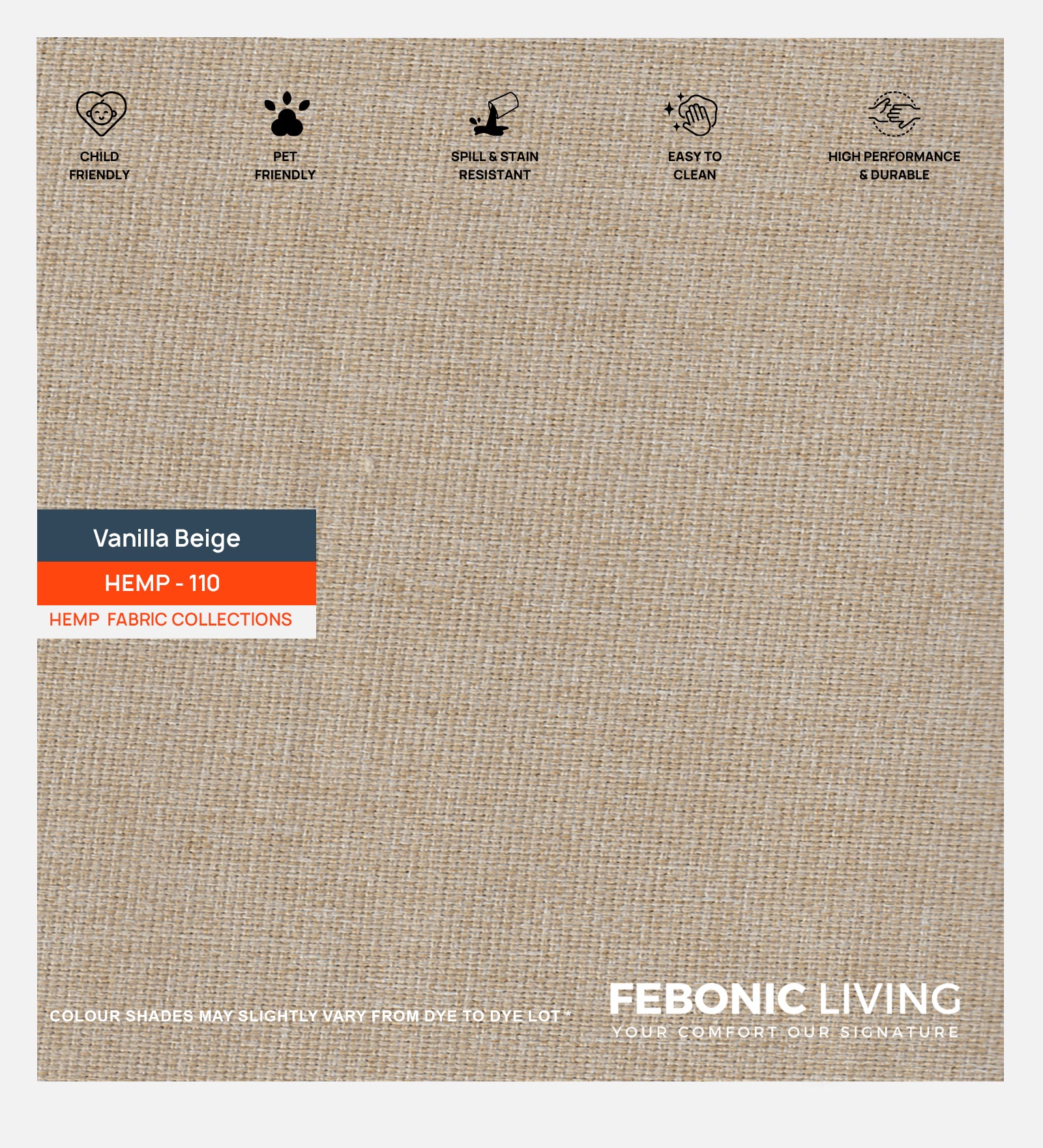 Polycotton Hemp Fabric Vanilla Beige 110 Code