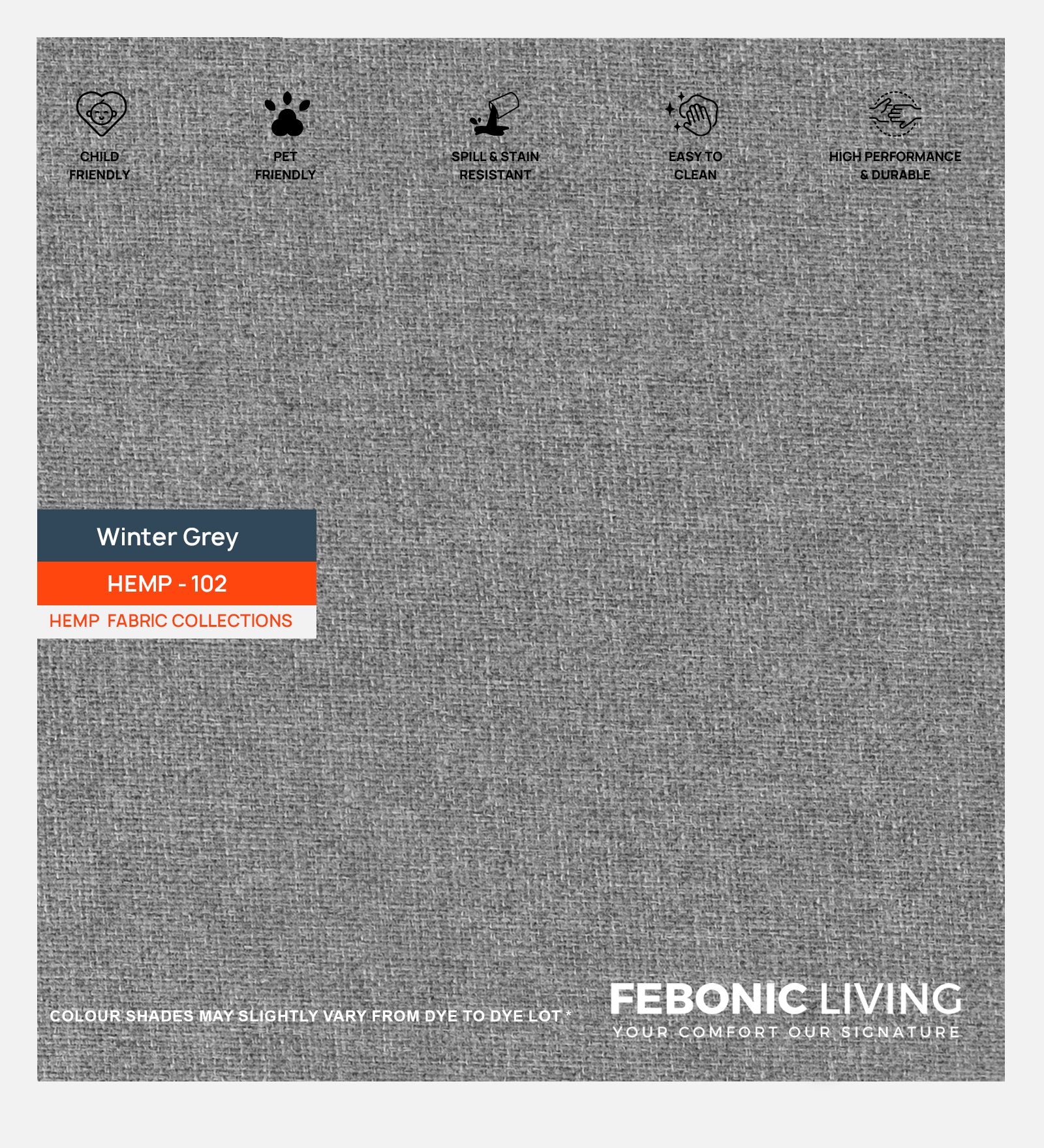 Polycotton Hemp Fabric Winter Grey 102 Code