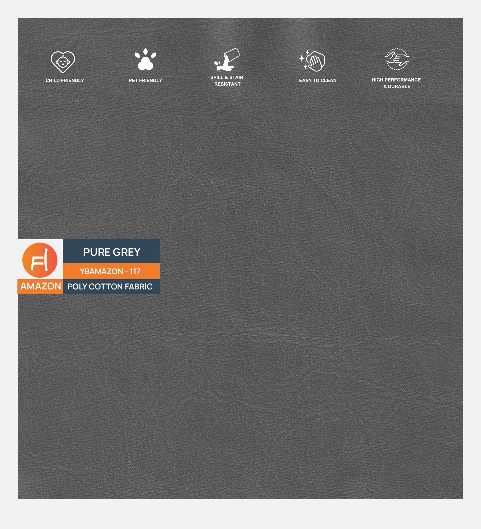 Woody Fabric 1 Seater Sofa In Pure Grey Colour - Febonic Living