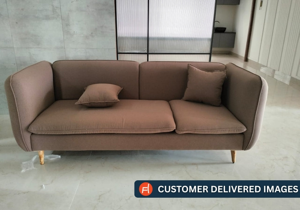 Reva Fabric 3 Seater Sofa In Corn Yellow Colour