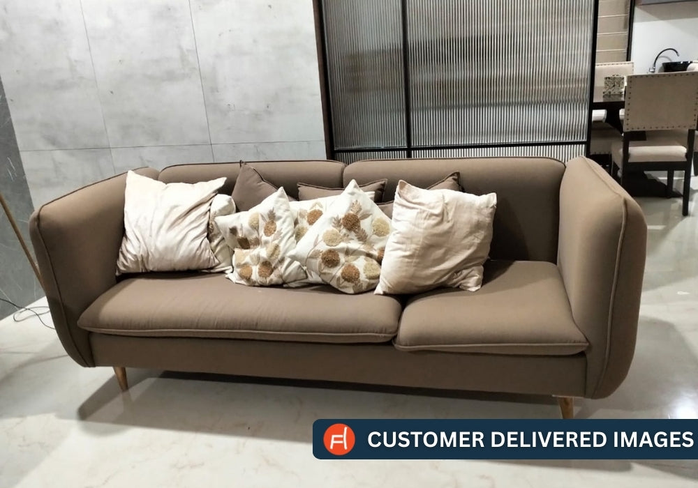 Reva Fabric 3 Seater Sofa In Corn Yellow Colour