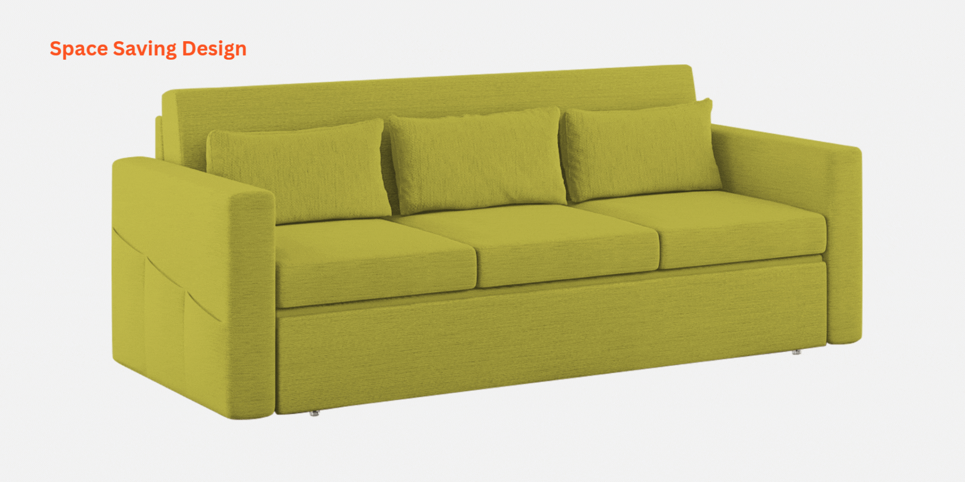 River Fabric 3 Seater Pull Out Sofa Cum Bed In Charcoal Grey Colour - Febonic Living