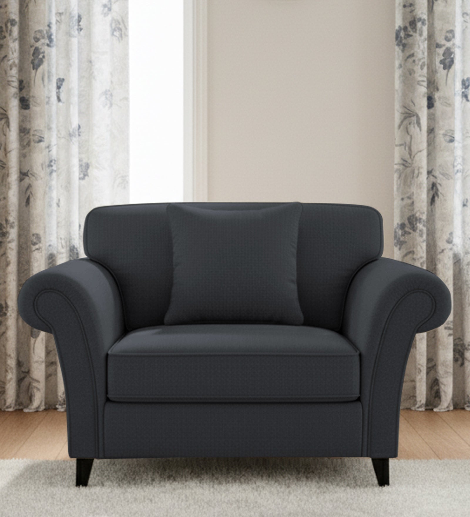 Rana 1 Seater Fabric Sofa - Charcoal Grey by Febonic Living