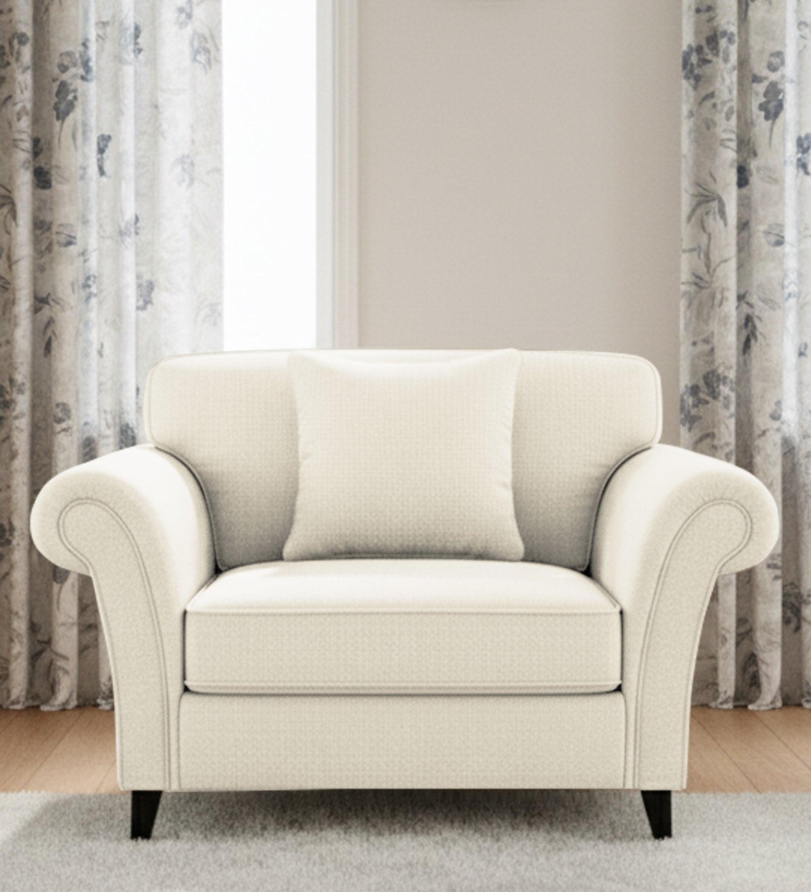 Rana 1 Seater Fabric Sofa - Ivory Cream by Febonic Living