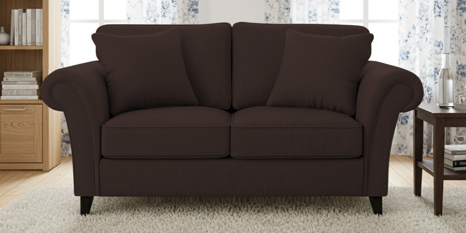 Rana Fabric 2 Seater Sofa In Coffee Brown Colour