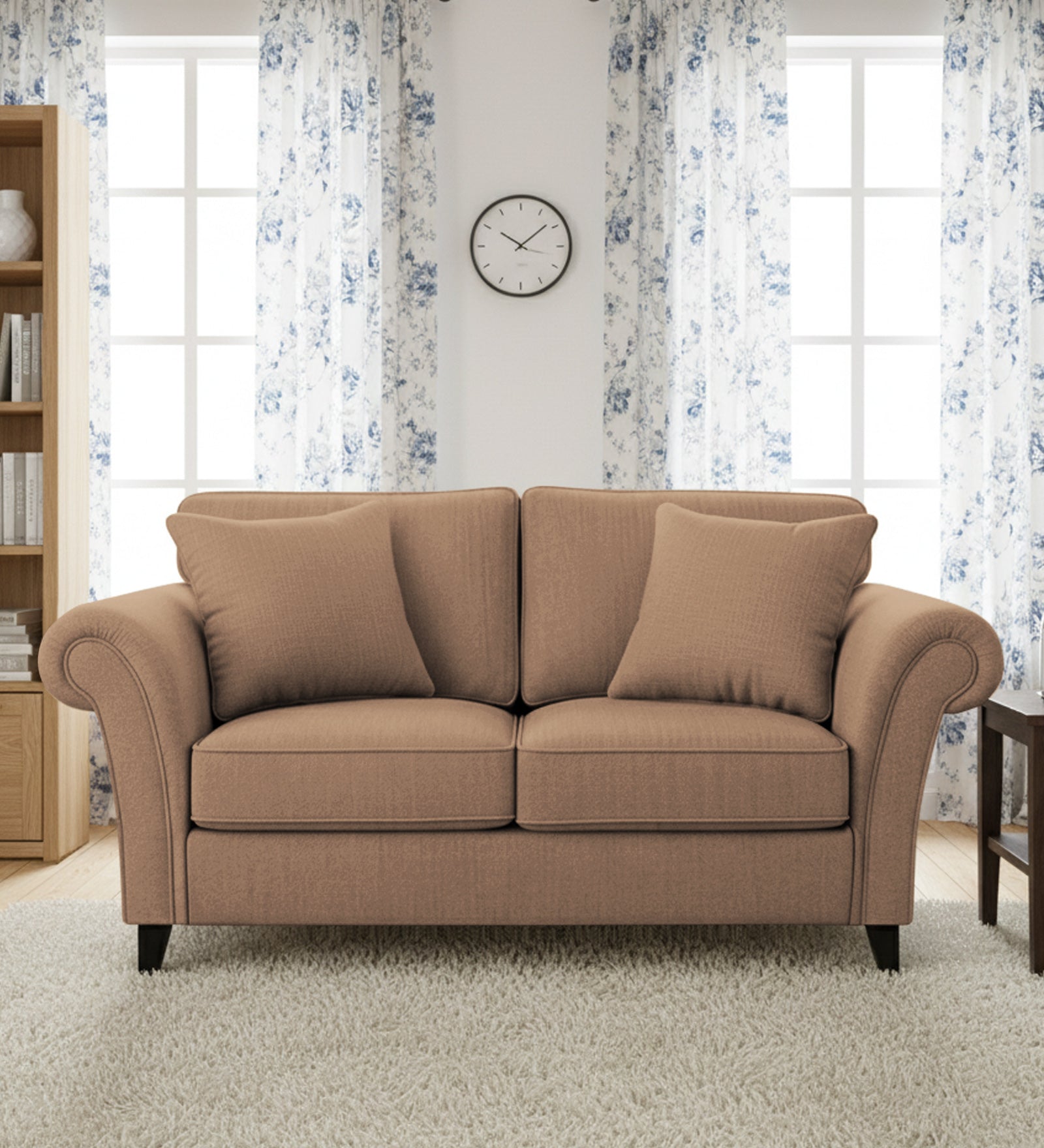 Rana Fabric 2 Seater Sofa In Cosmic Beige Colour