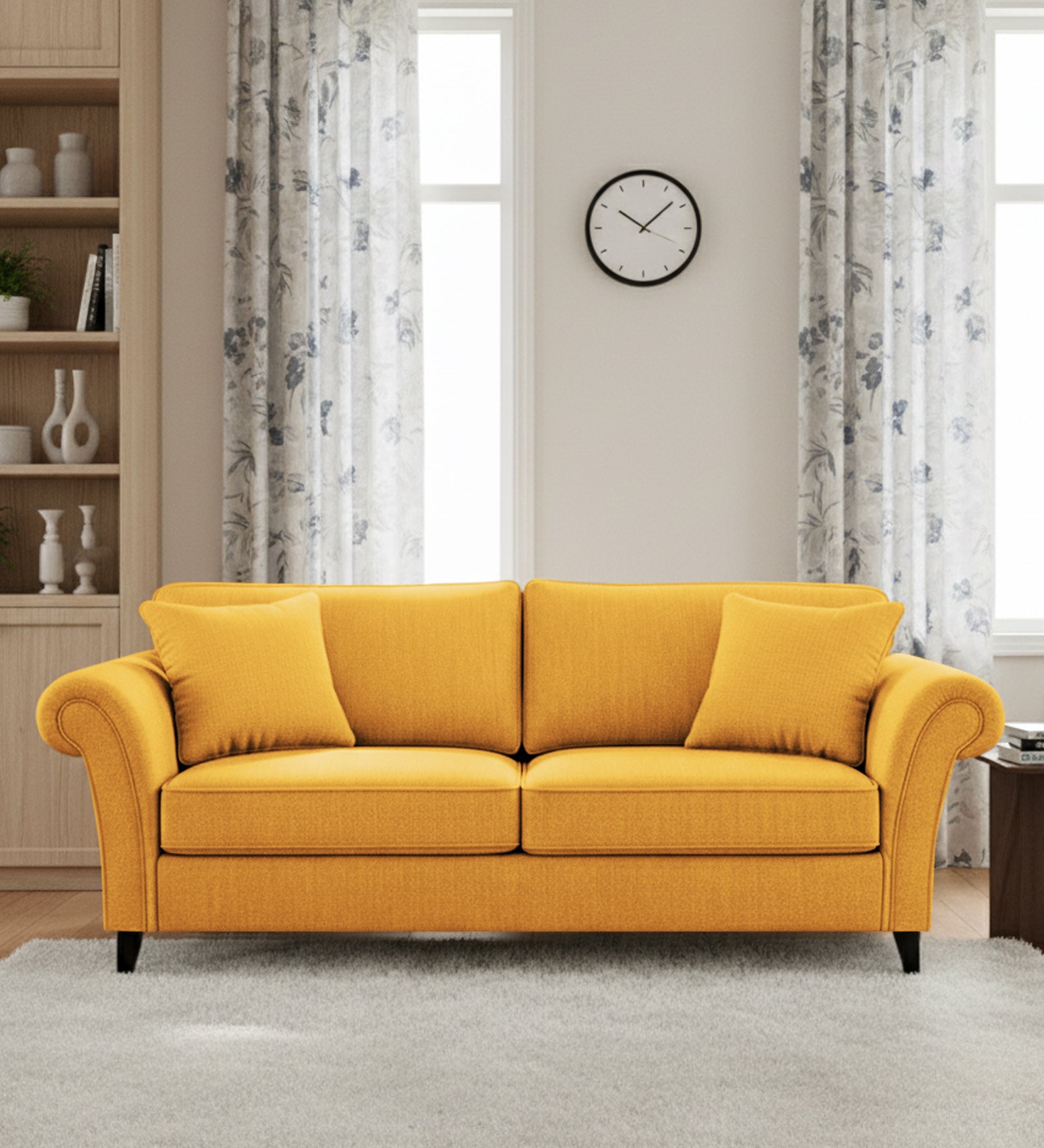 Rana Fabric 3 Seater Sofa In Bold Yellow Colour