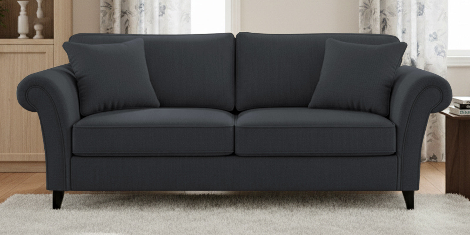 Rana Fabric 3 Seater Sofa In Charcoal Grey Colour