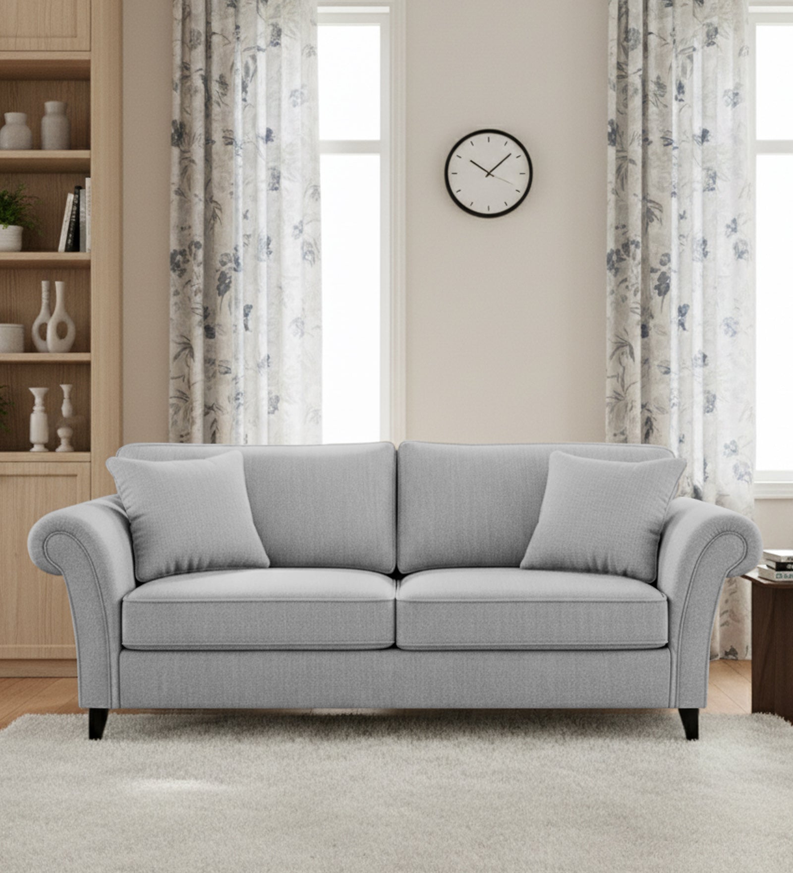 Rana Fabric 3 Seater Sofa In Lit Grey Colour