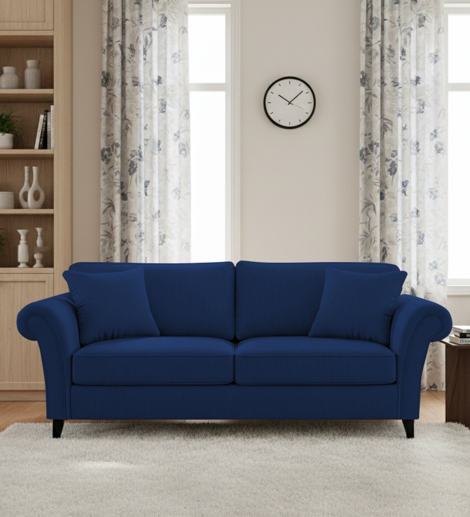 Rana Fabric 3 Seater Sofa In Royal Blue Colour