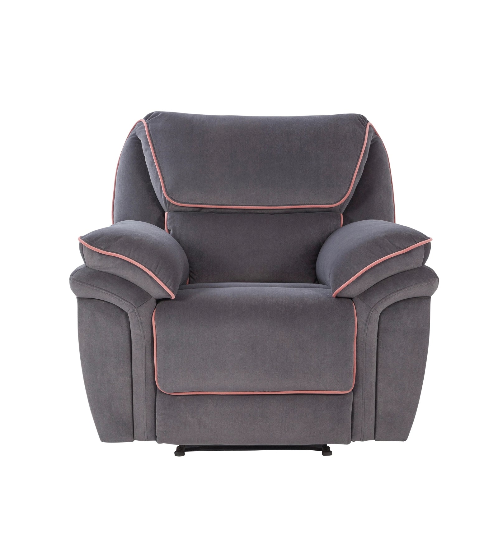 Regina 1 Seater Motorized Velvet Recliner - Davy Grey - Front View by Febonic Living