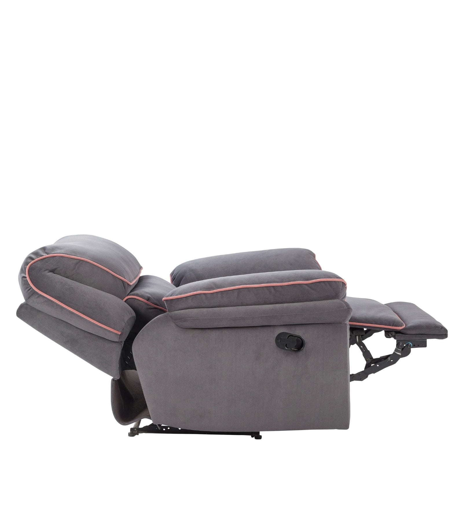 Regina 1 Seater Motorized Velvet Recliner - Davy Grey - Side Reclined View by Febonic Living
