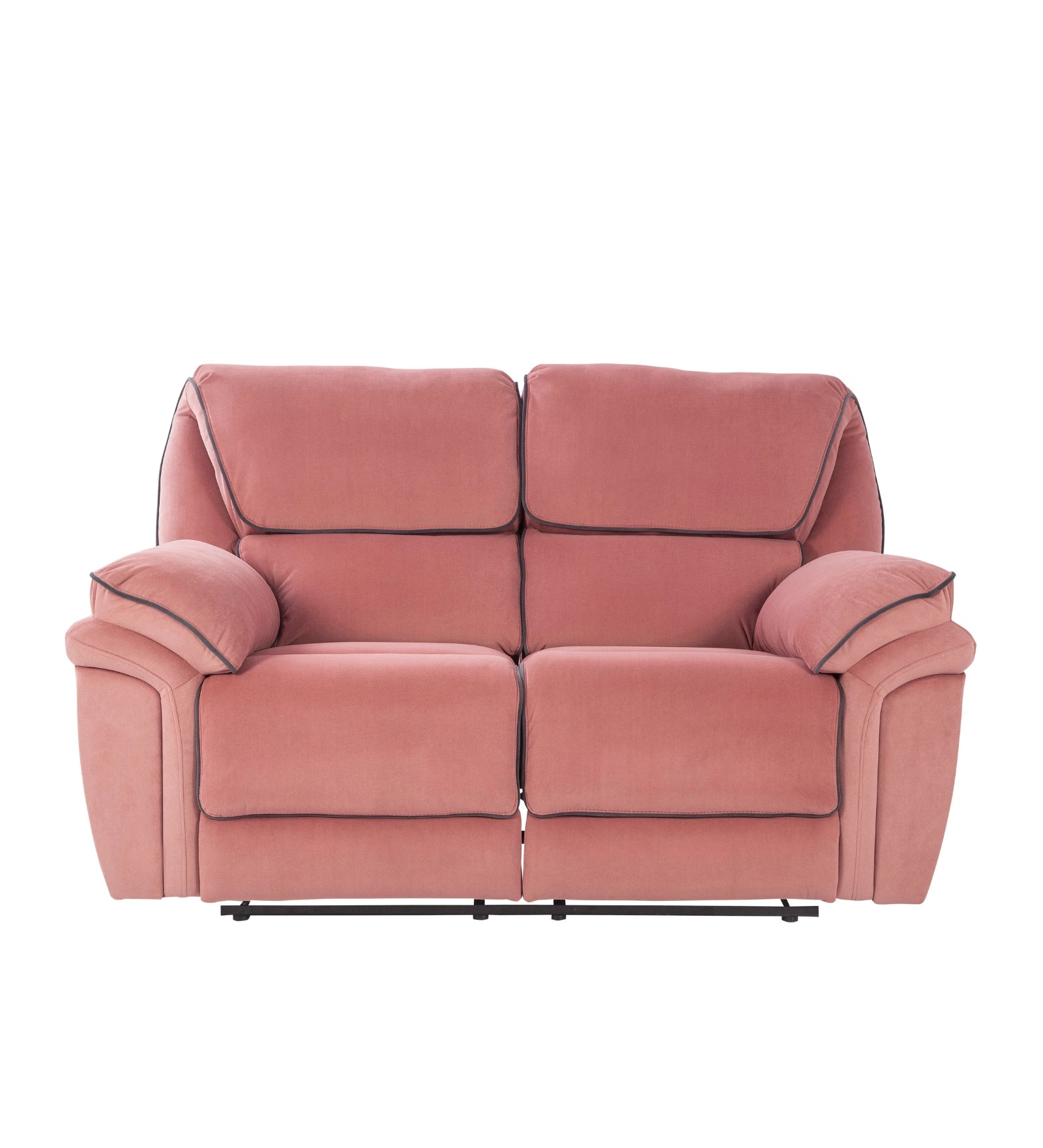 Regina 2 Seater Motorized Velvet Recliner - Blush Pink - Front View by Febonic Living