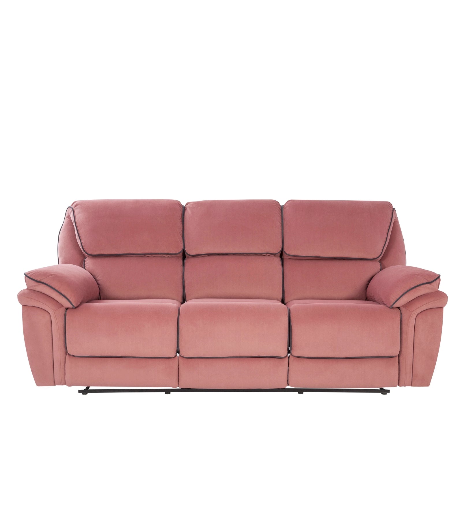 Regina 3 Seater Motorized Velvet Recliner - Blush Pink - Front View by Febonic Living