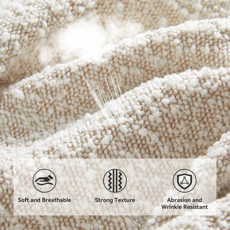 Grandy Boucle Fabric Ottoman In Bright White Colour With Storage - Febonic Living