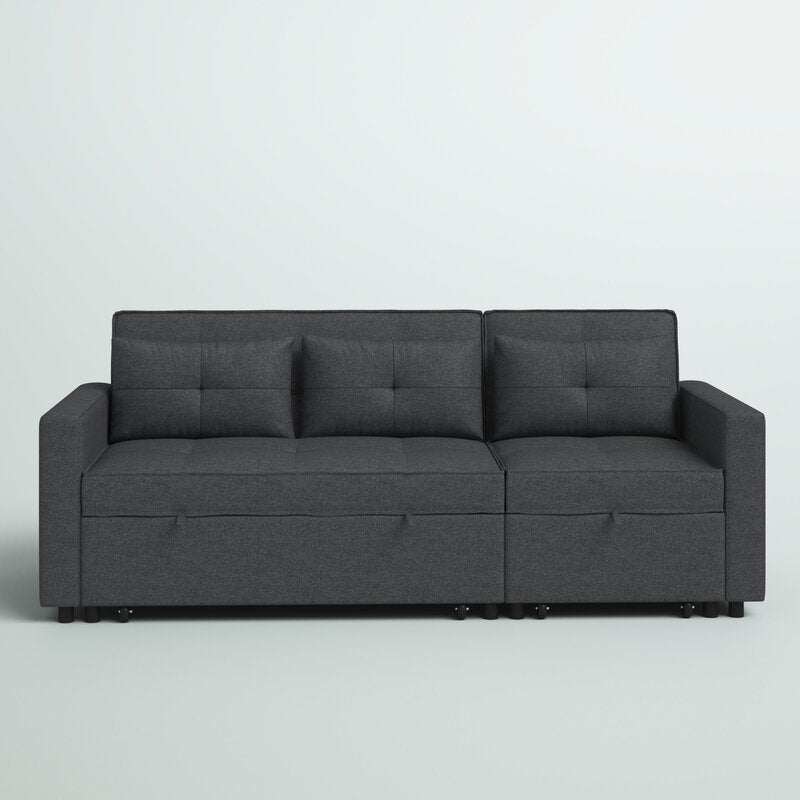 Arwel Fabric 3 Seater Pull Out Sofa Cum Bed In Charcoal Grey Colour - Febonic Living