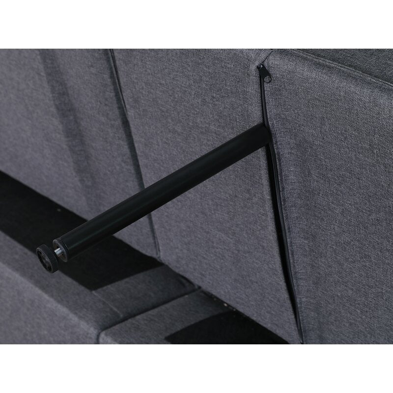 Arwel Fabric 3 Seater Pull Out Sofa Cum Bed In Charcoal Grey Colour - Febonic Living