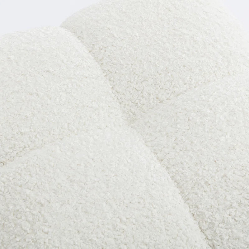 Rober Boucle Fabric Pouffe In Bright White Colour - Febonic Living