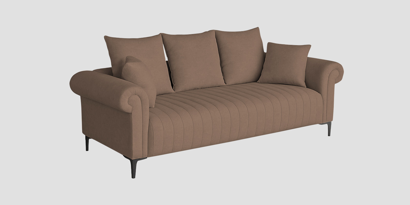 Rocar Fabric 3 Seater Sofa In Earthy Beige Colour