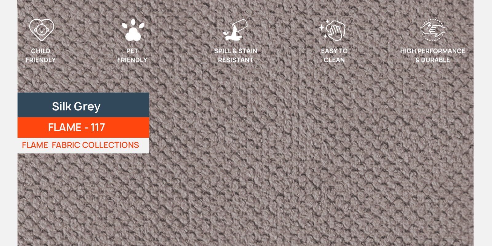 Rocar Fabric 4 Seater Sofa In SIlk Grey Colour (Copy)