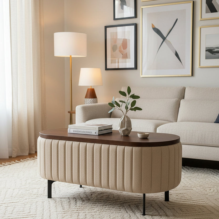Rocar Teak Wood Coffee Table In Provincial Teak Finish-Living View by Febonic Living