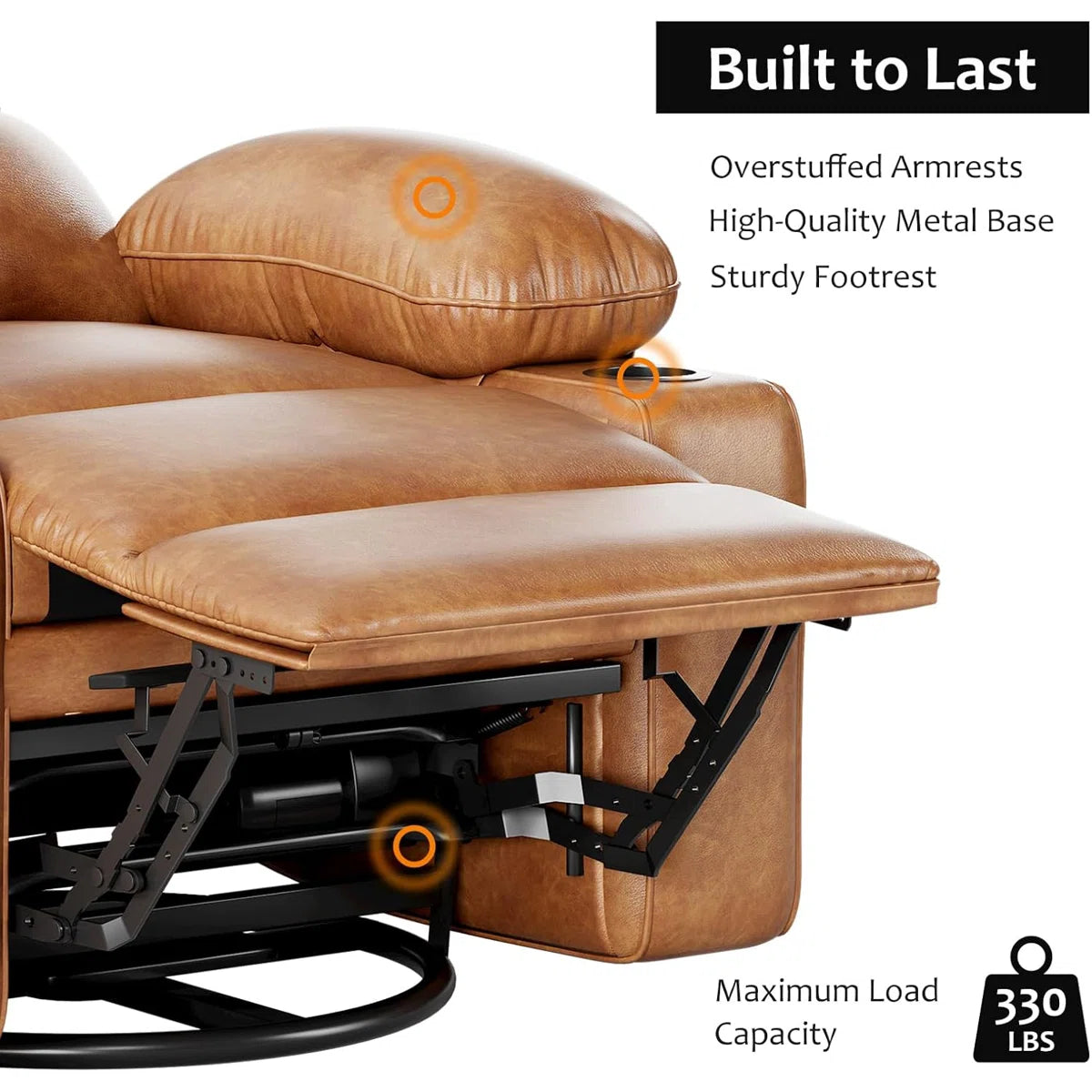 Rootra Leatherette 1 Seater Motorized Recliner In Cinnamon Brown Colour