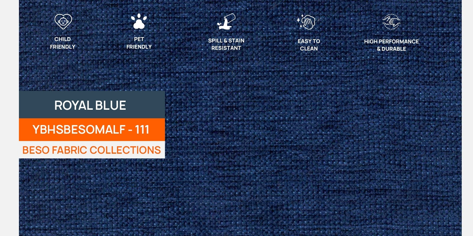 Jasmin Fabric 3 Seater Sofa In Royal Blue Colour - Febonic Living