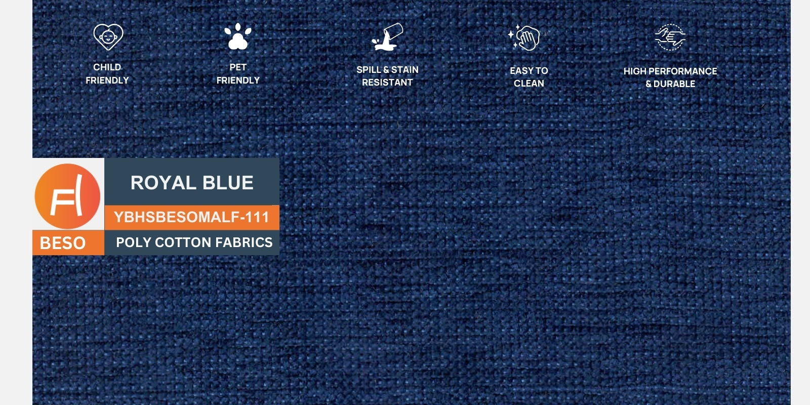 Benjamin Fabric 3 Seater Sofa In Royal Blue Colour - Febonic Living