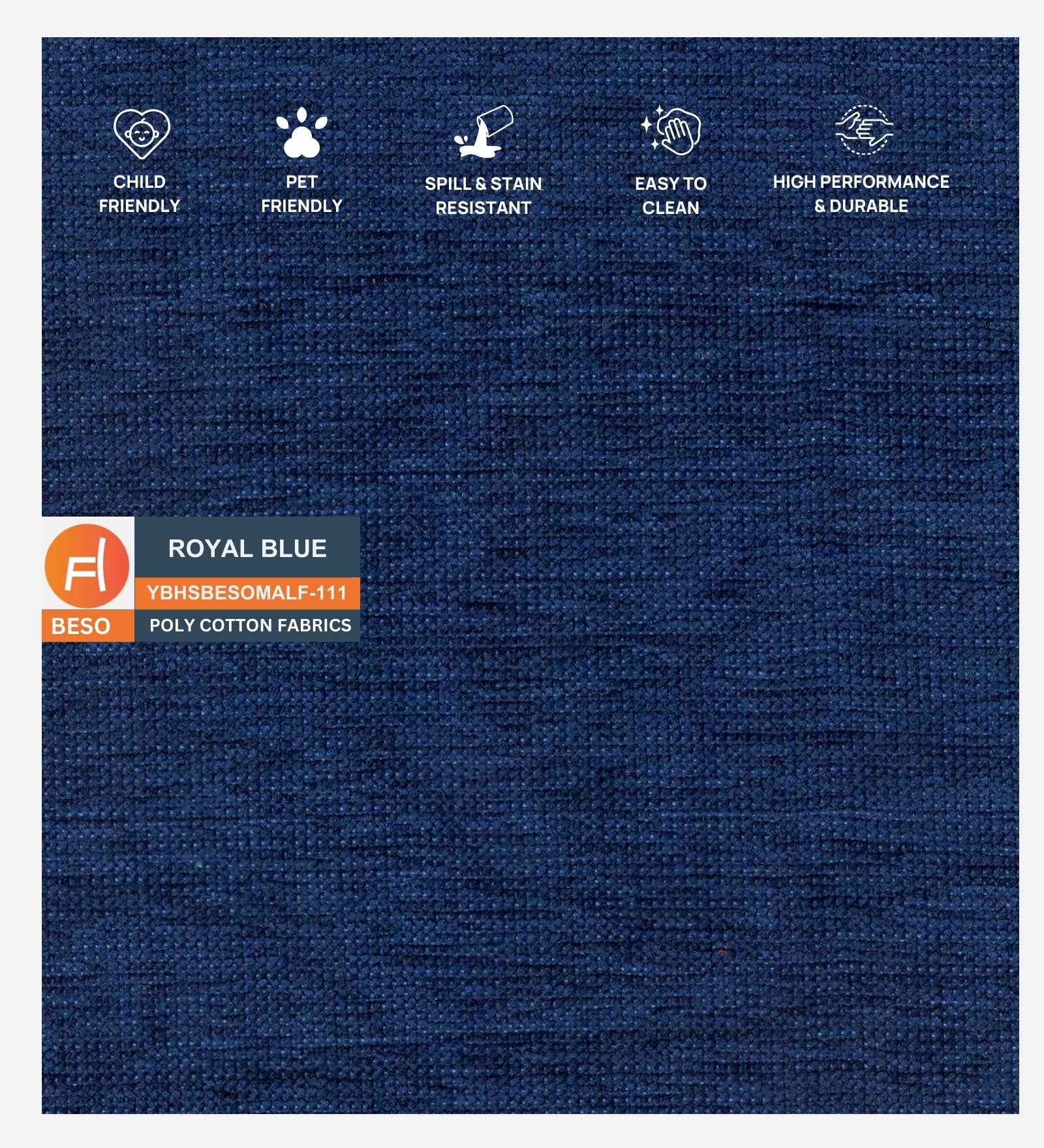 Gozi Fabric 1 Seater Sofa In Royal Blue Colour - Febonic Living