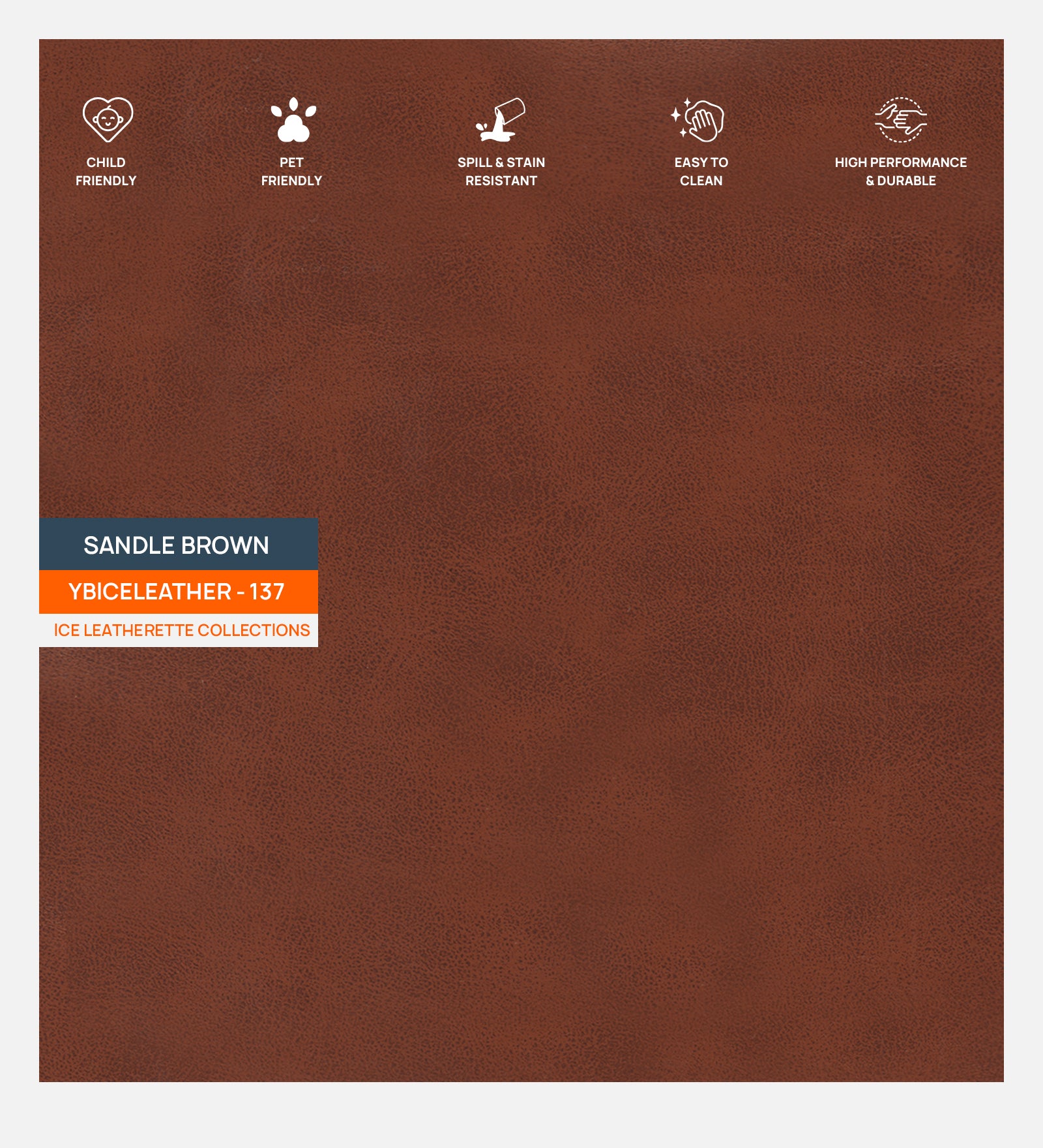 Artificial Leather Swatch Sandle Brown 137 Code - Febonic Living