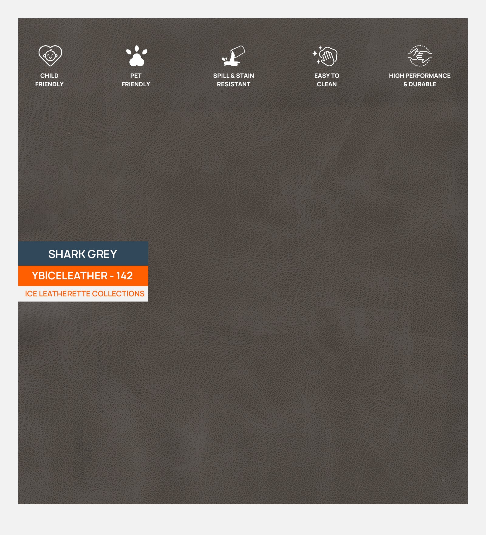 Artificial Leather Swatch Shark Grey 142 Code - Febonic Living