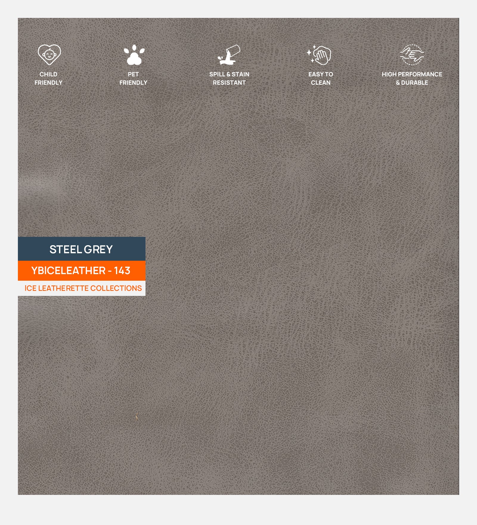 Artificial Leather Swatch Steel Grey 143 Code - Febonic Living