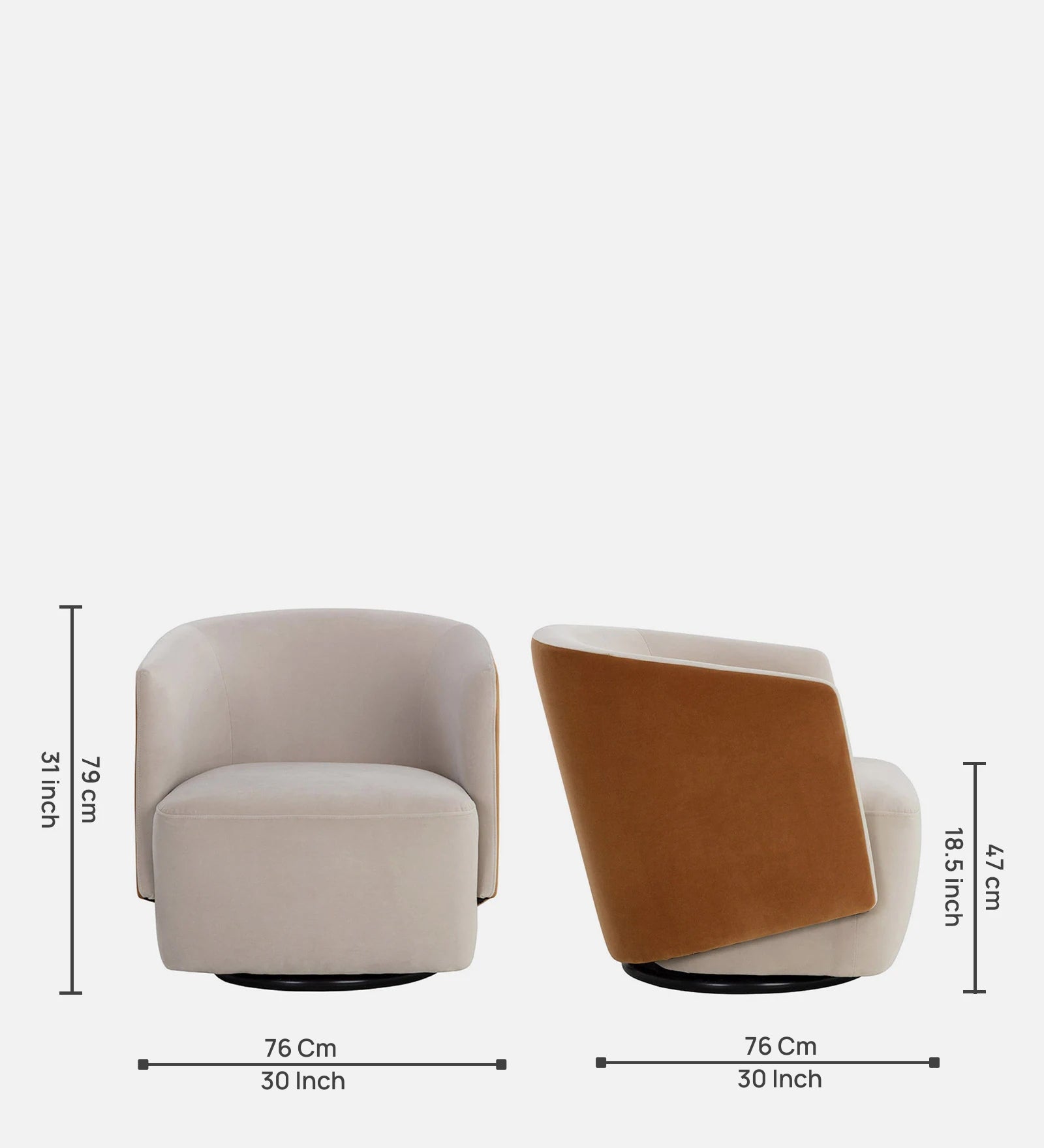 Molly Velvet Swivel Chair In Camel Beige Colour - Febonic Living