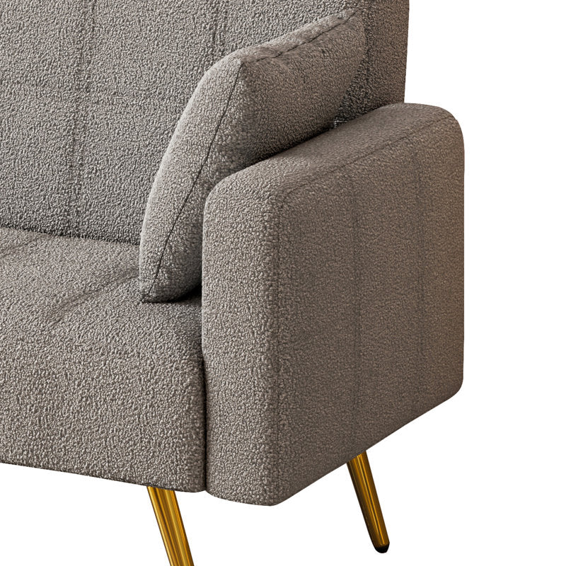 Arrow Boucle Fabric 3 Seater Convertible Sofa Cum Bed In Cement Beige Colour - Febonic Living