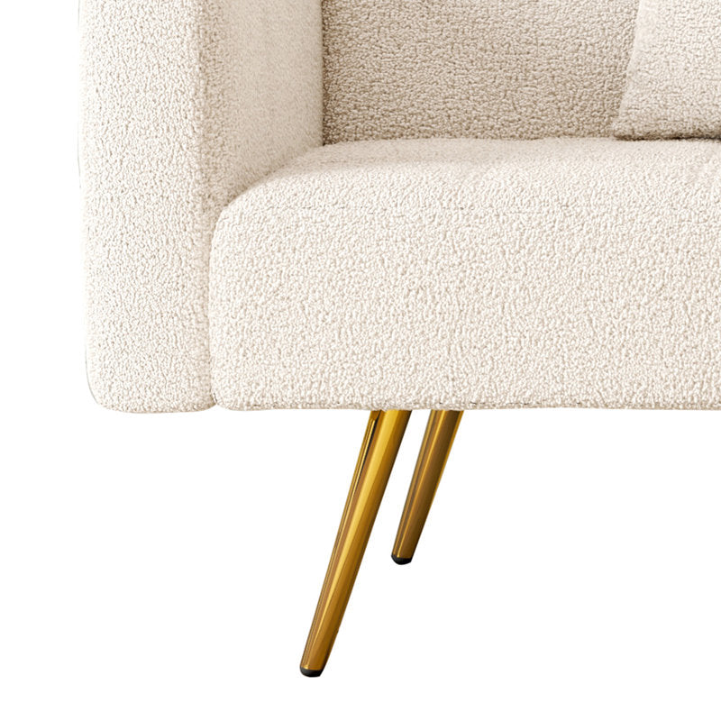 Arrow Boucle Fabric 3 Seater Convertible Sofa Cum Bed In Bright White Colour - Febonic Living