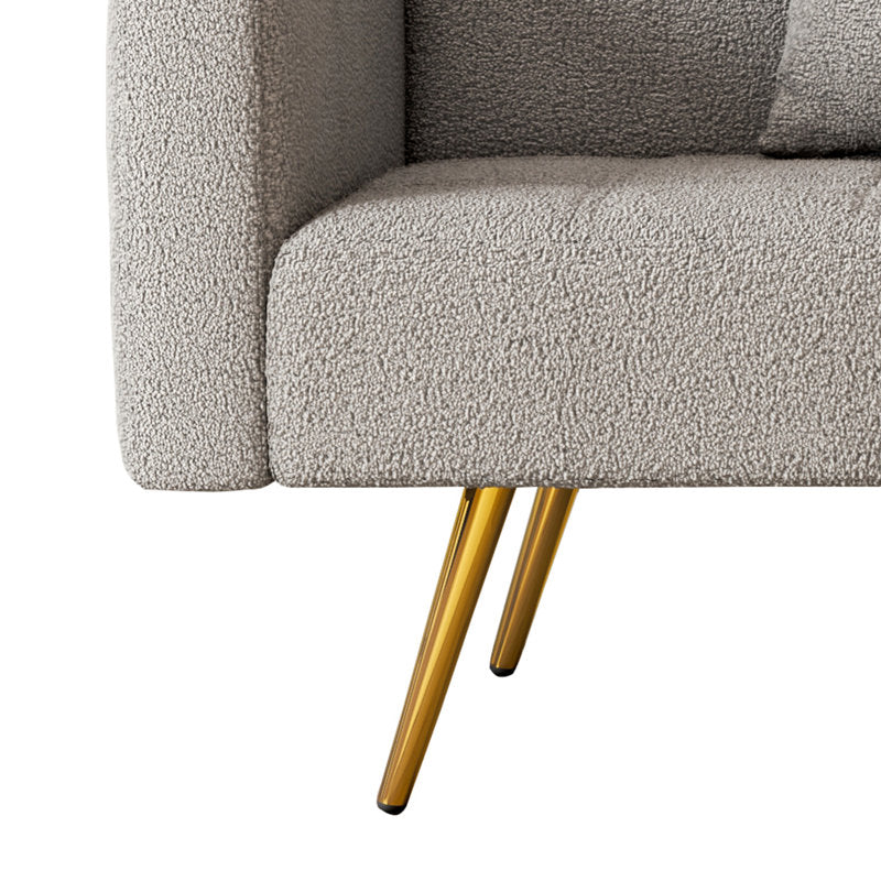 Arrow Boucle Fabric 3 Seater Convertible Sofa Cum Bed In Cement Beige Colour - Febonic Living